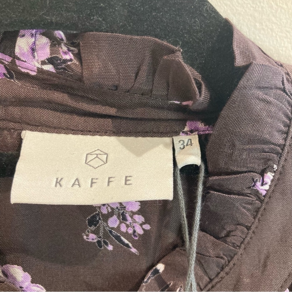 KAFFE Sz 34 Kajava Ruffle Neckline Hem Buttons Ditzy Floral Tunic Dress NEW - Picture 7 of 16
